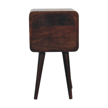 Mini Curved Nightstand - Walnut - The Sleep Loft - Online Mattress Showroom NYC