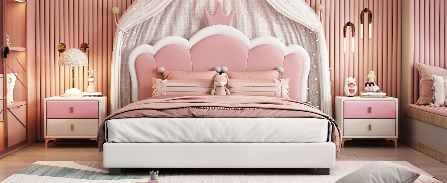 Upholstered Princess Platform Bed With Crown Headboard - The Sleep Loft - Online Mattress Showroom NYC