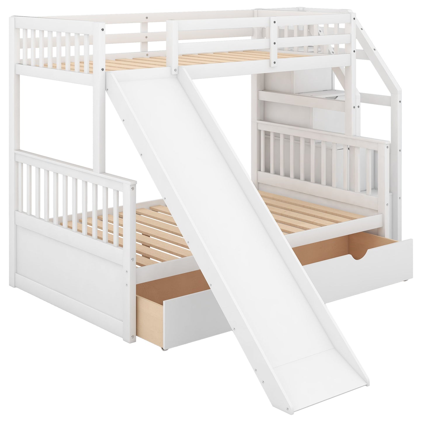 Bunk Bed With Storage Staircase, Slide, Desk, Drawers, And Shelves - The Sleep Loft - Online Mattress Showroom NYC