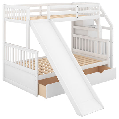 Bunk Bed With Storage Staircase, Slide, Desk, Drawers, And Shelves - The Sleep Loft - Online Mattress Showroom NYC