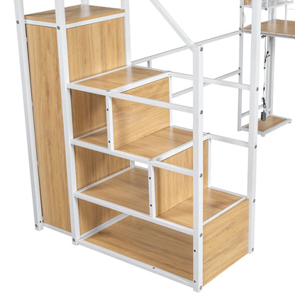 Loft Bed With Built In Work Station, Wardrobe, Storage Staircase And LED - The Sleep Loft - Online Mattress Showroom NYC