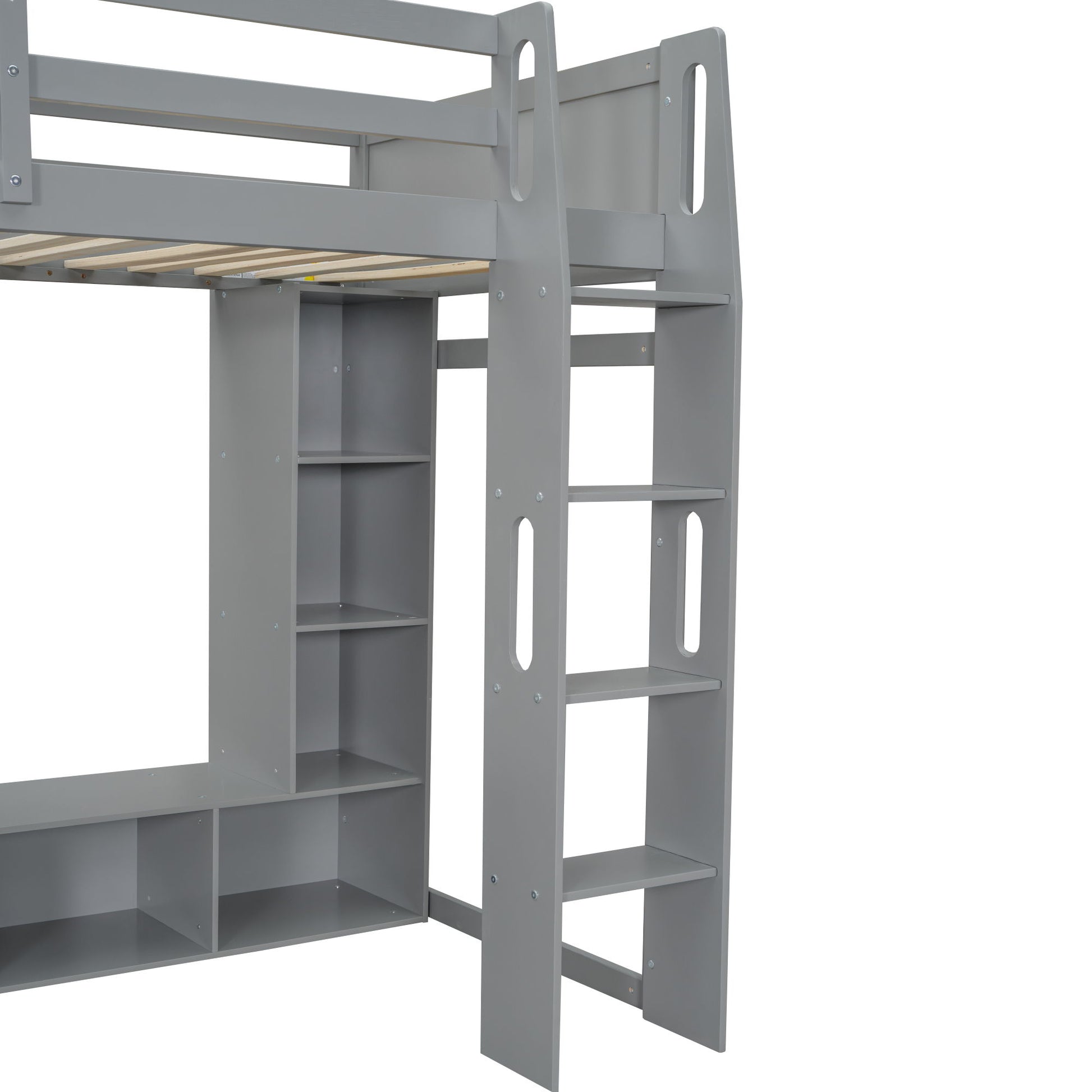 Gaming Loft Bed With Desk, Multi Storage Shelves, LED Lighting, And Hanging Clothes Rack - The Sleep Loft - Online Mattress Showroom NYC