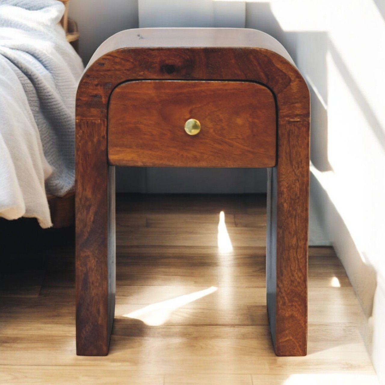 Mini Darcy - Nightstand With Curved Edges - The Sleep Loft - Online Mattress Showroom NYC