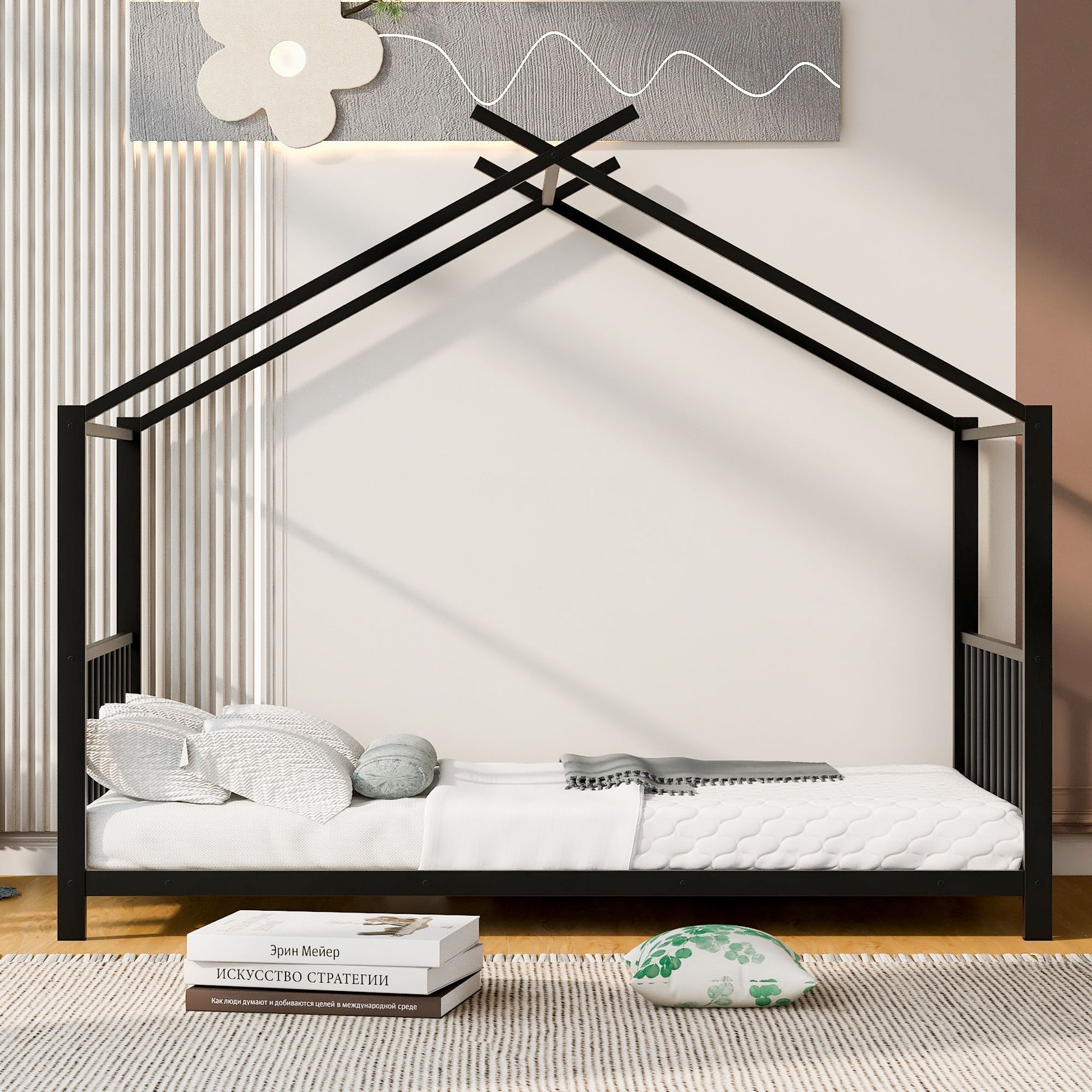 Metal House Platform Bed With Modern Design And Durable Frame - The Sleep Loft - Online Mattress Showroom NYC