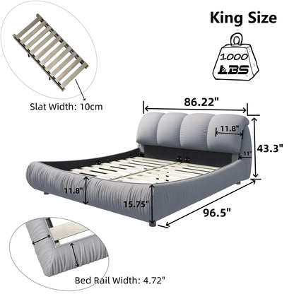 Luxury Upholstered Platform Bed With Oversized Padded Backrest And Solid Wood Frame - The Sleep Loft - Online Mattress Showroom NYC