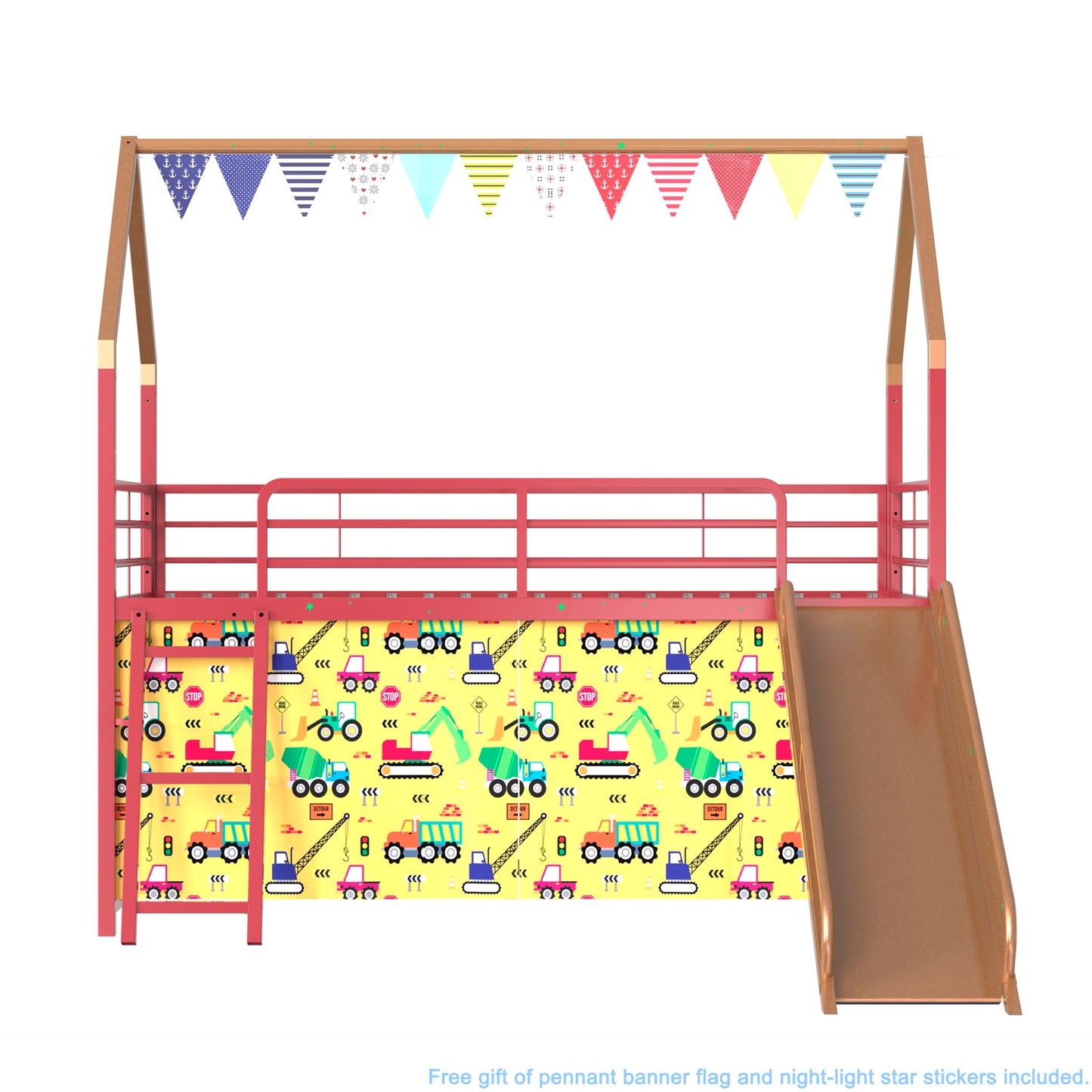 Jack - House Loft Bed With Slide And Curtain Set - The Sleep Loft - Online Mattress Showroom NYC