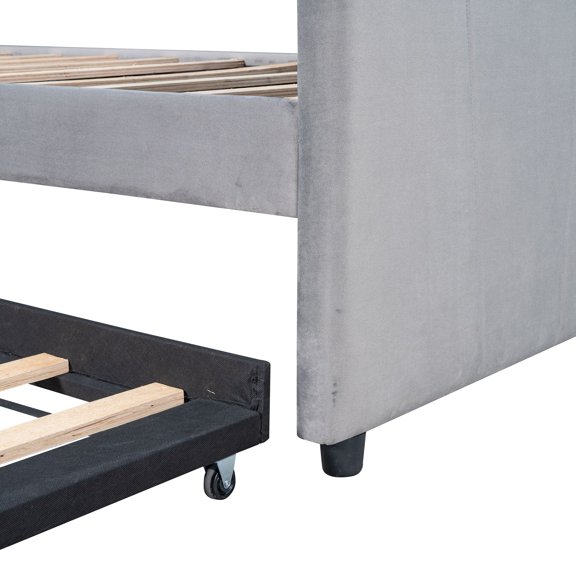 Upholstered Daybed Sofa Bed With Trundle Bed And Wood Slat - The Sleep Loft - Online Mattress Showroom NYC