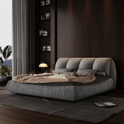 Luxury Upholstered Platform Bed With Oversized Padded Backrest And Solid Wood Frame - The Sleep Loft - Online Mattress Showroom NYC