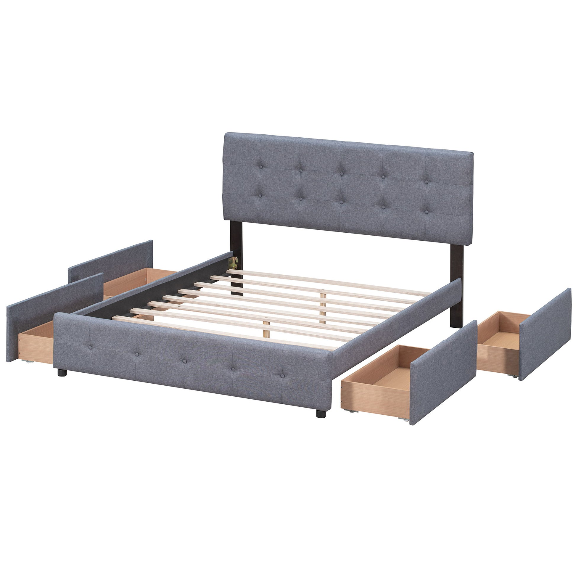 Upholstered Platform Bed With Classic Headboard And Drawers, No Box Spring Needed - The Sleep Loft - Online Mattress Showroom NYC