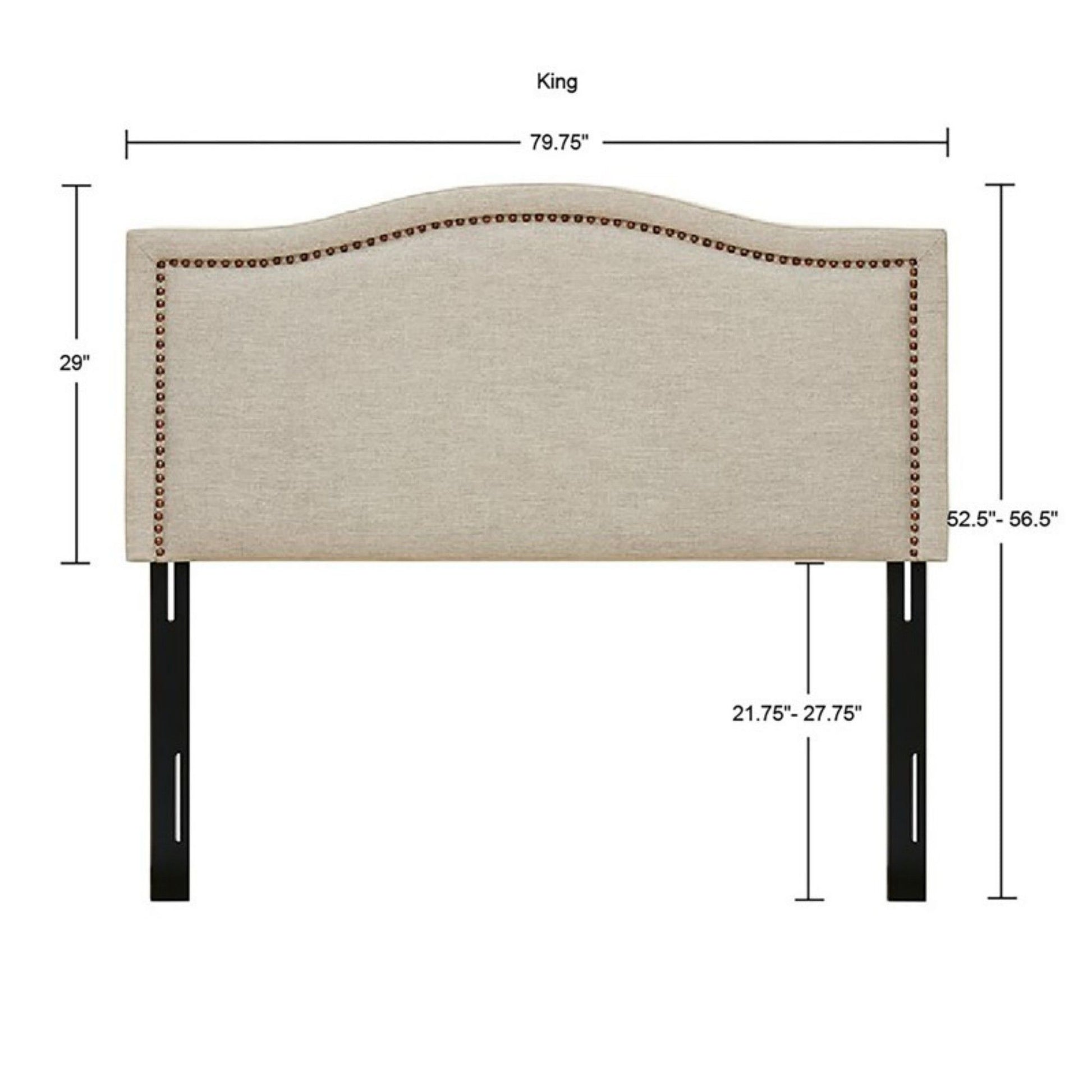 Elegant Panel Headboard With Copper Nailheads And Adjustable Metal Legs - The Sleep Loft - Online Mattress Showroom NYC