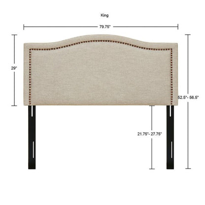Elegant Panel Headboard With Copper Nailheads And Adjustable Metal Legs - The Sleep Loft - Online Mattress Showroom NYC