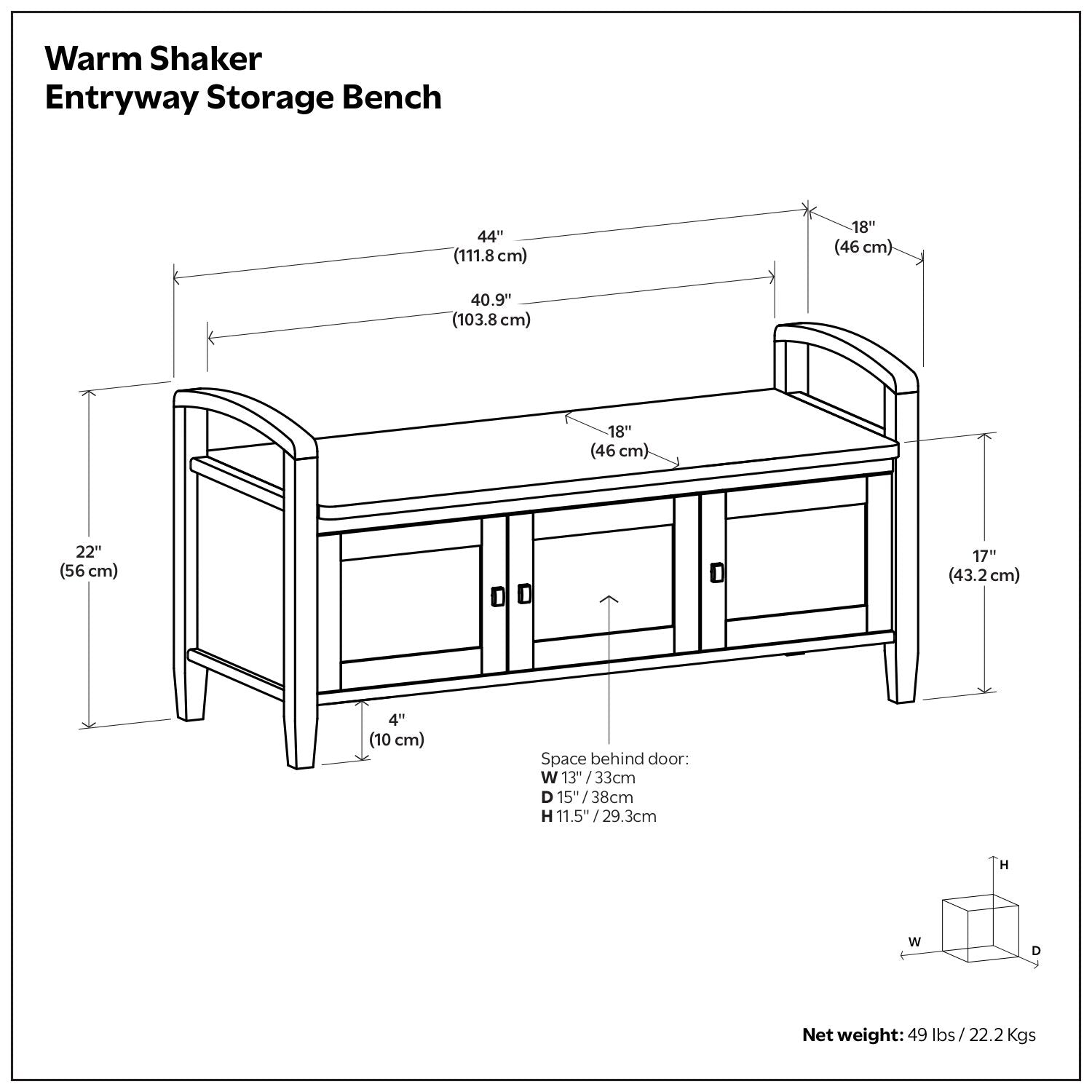 Warm Shaker - Handcrafted Entryway Storage Bench - The Sleep Loft - Online Mattress Showroom NYC