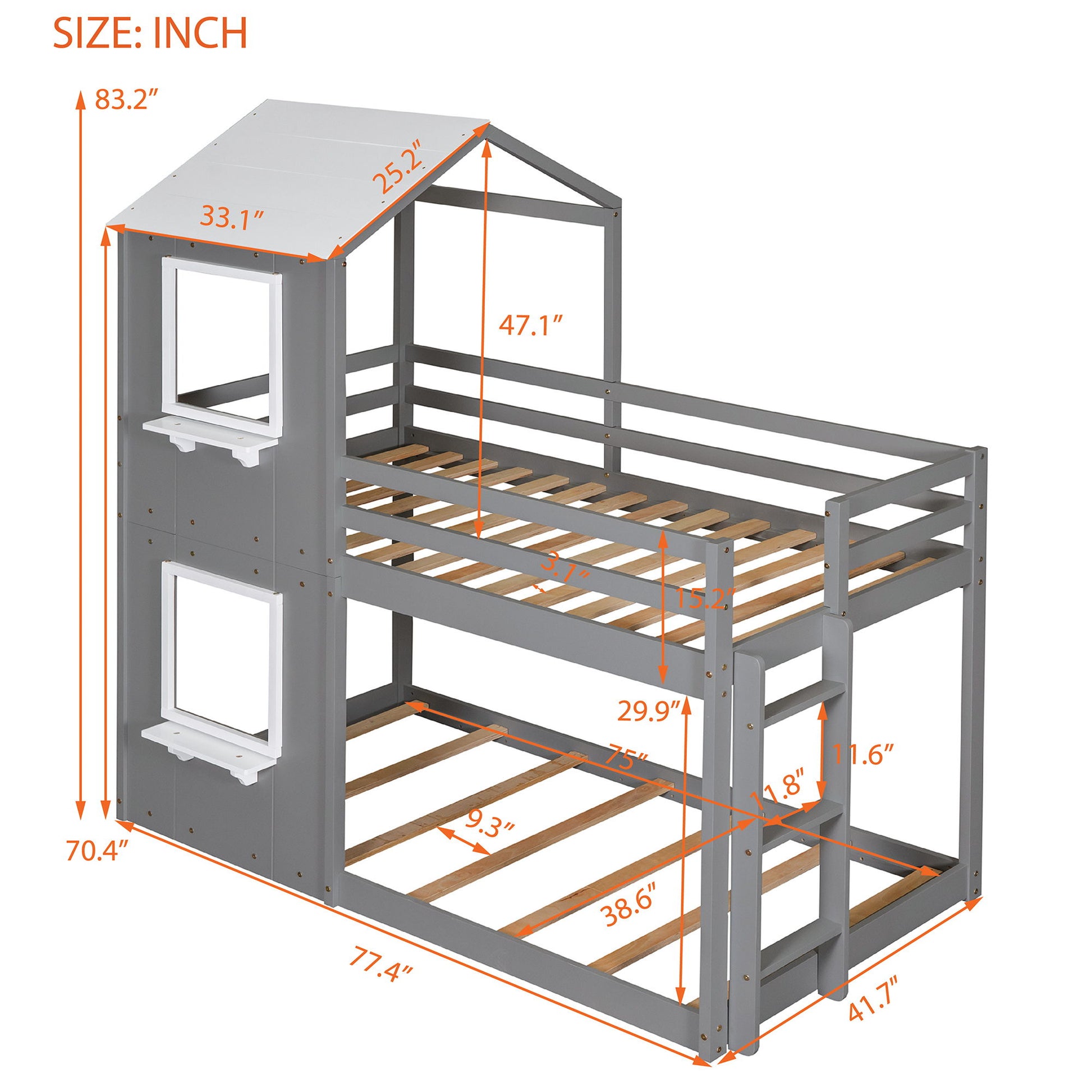 Bunk Bed Wood Bed & Roof, Window, Guardrail, Ladder - The Sleep Loft - Online Mattress Showroom NYC