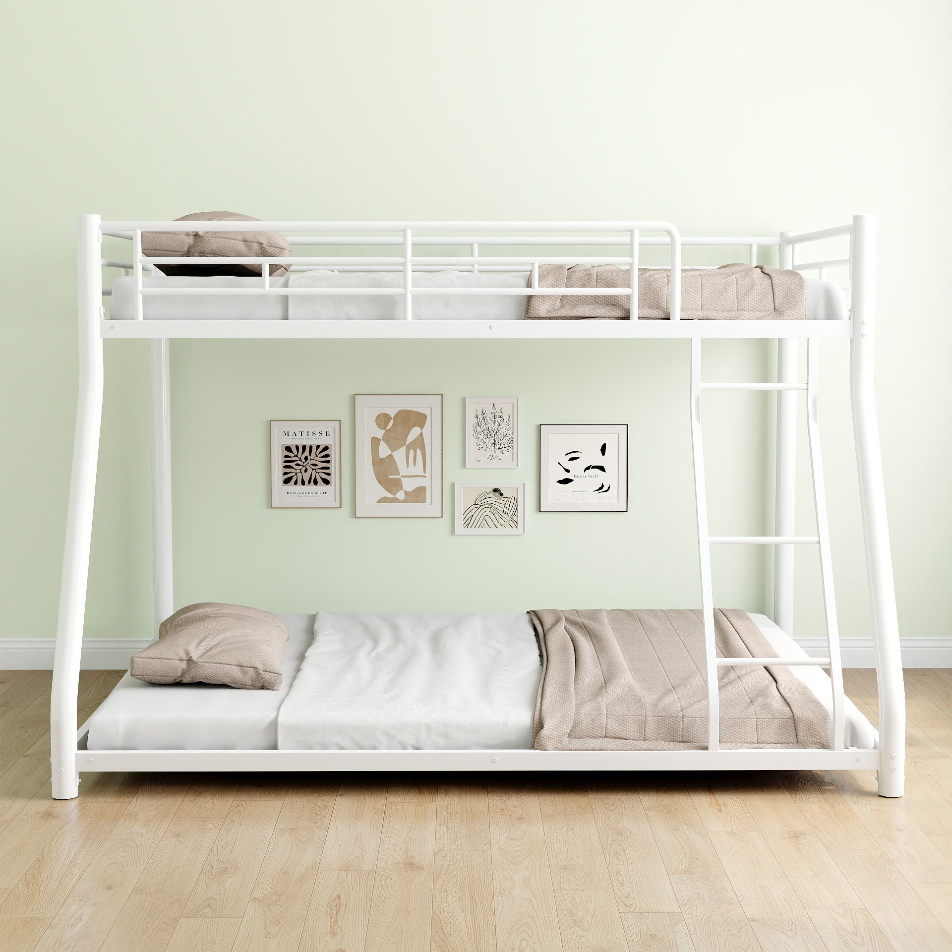 Bunk Bed Frame With Ladder And Guardrail, Heavy Duty Noise Free Design Metal Construction - The Sleep Loft - Online Mattress Showroom NYC
