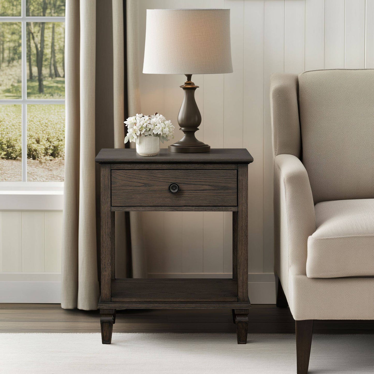 Victoria - Bedside Table With Drawer And Shelf - The Sleep Loft - Online Mattress Showroom NYC
