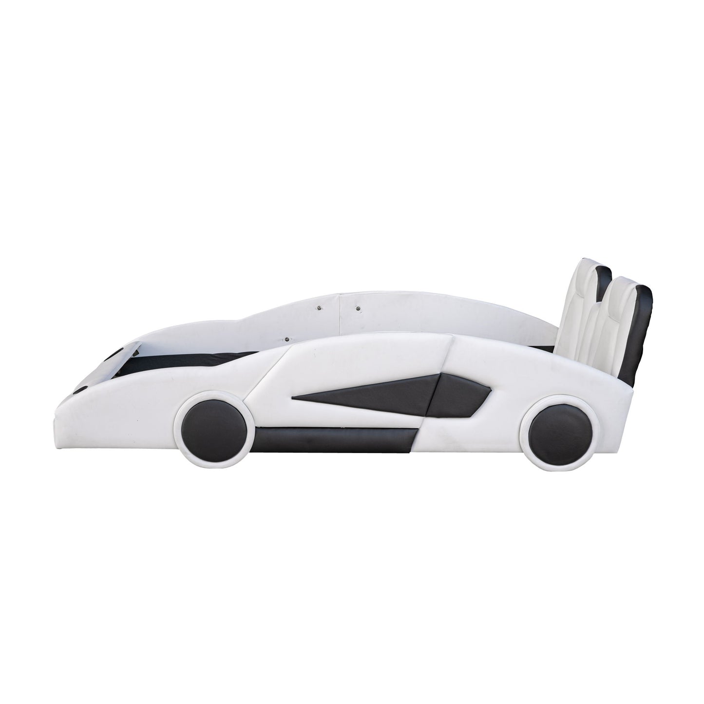 Race Car Shaped Twin Platform Bed With Wheels, Pine Wood Construction - The Sleep Loft - Online Mattress Showroom NYC