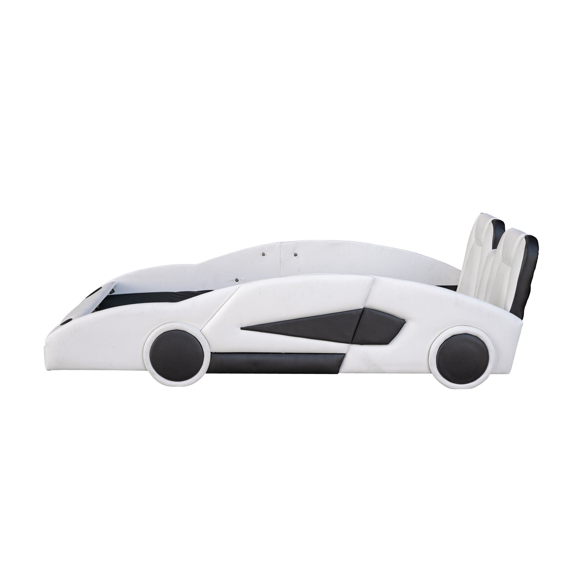 Race Car Shaped Twin Platform Bed With Wheels, Pine Wood Construction - The Sleep Loft - Online Mattress Showroom NYC