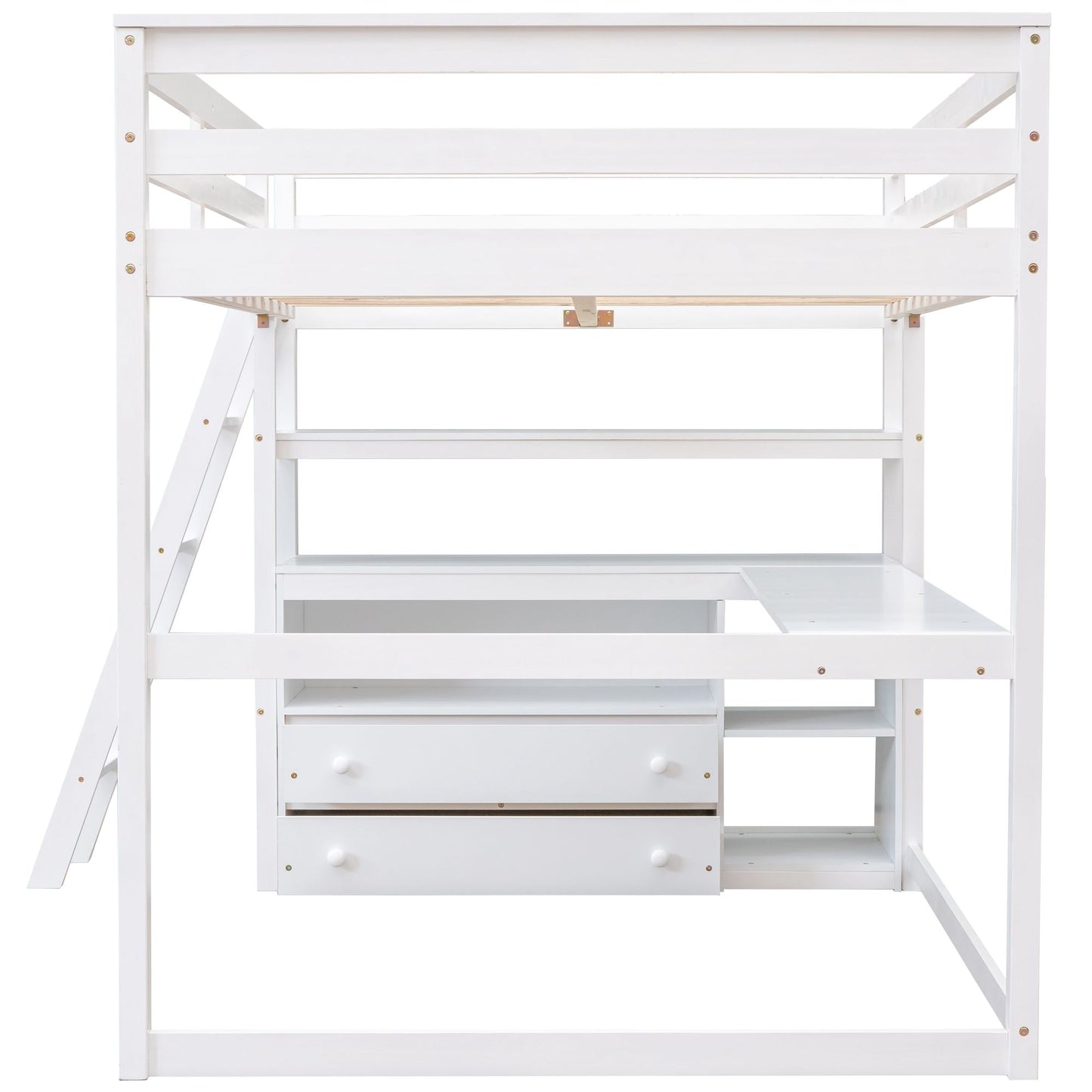 Modern Loft Bed With Built In Desk, Shelves, And 2 Drawers - The Sleep Loft - Online Mattress Showroom NYC