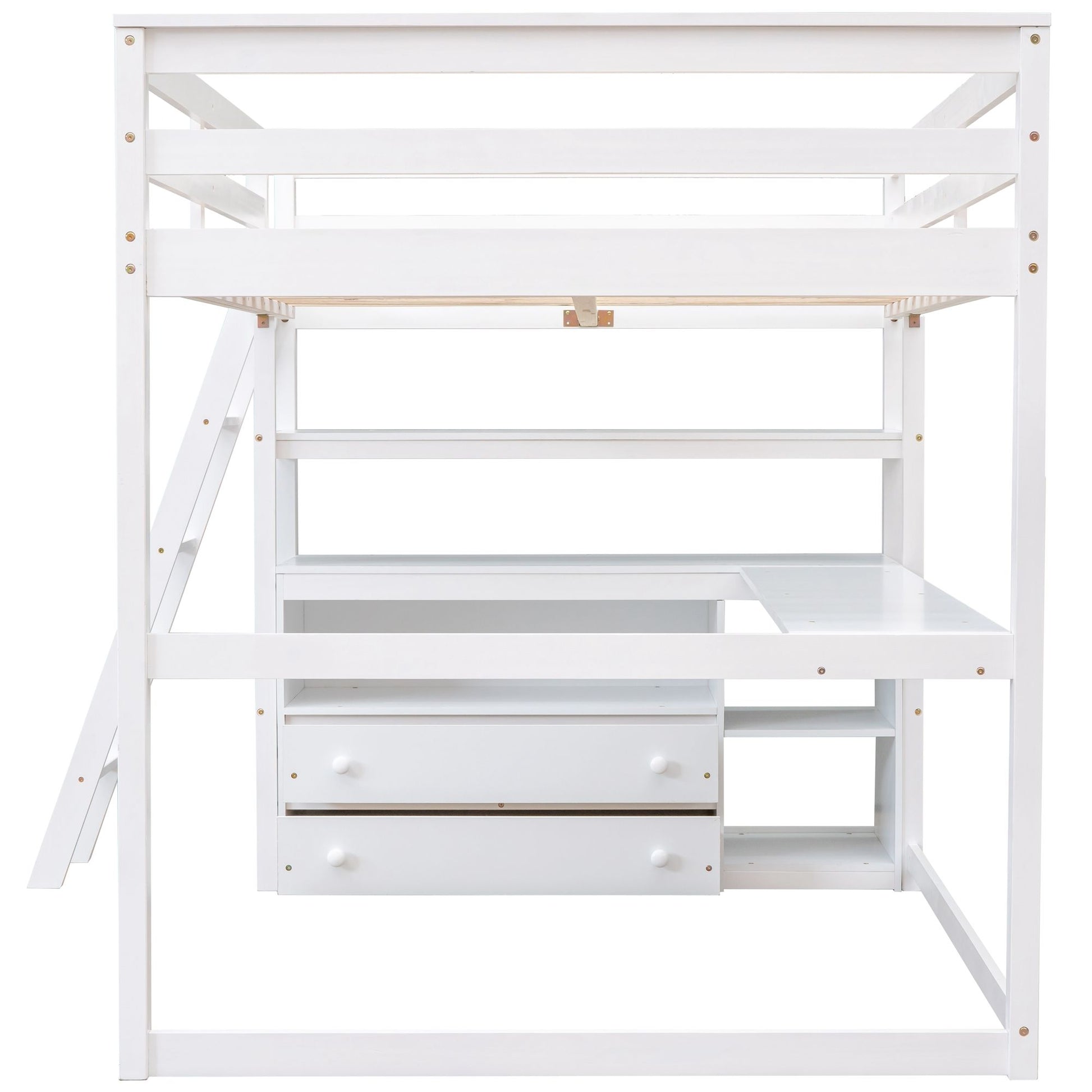 Modern Loft Bed With Built In Desk, Shelves, And 2 Drawers - The Sleep Loft - Online Mattress Showroom NYC