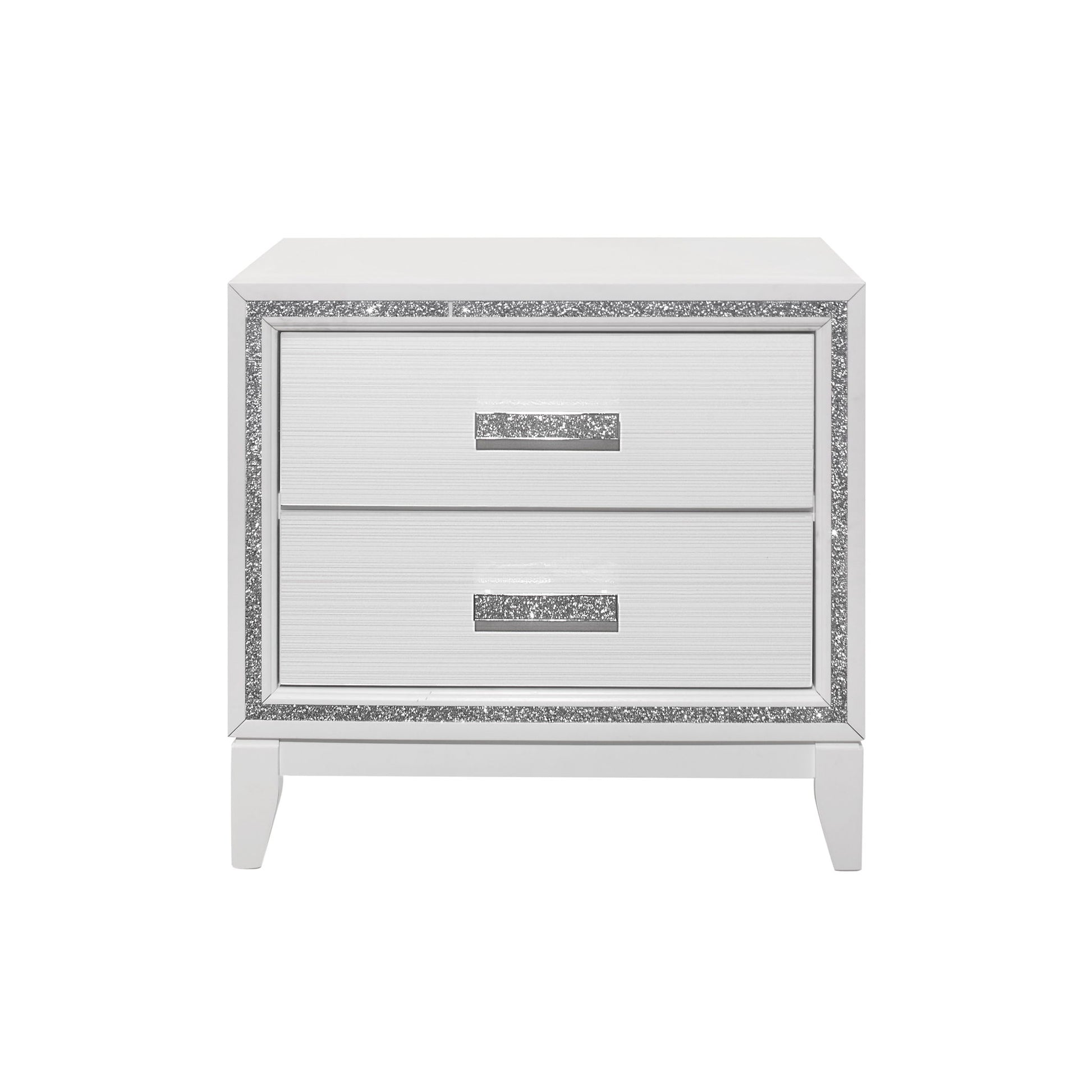 Almera - Glitter Nightstand - White - The Sleep Loft - Online Mattress Showroom NYC