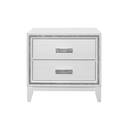 Almera - Glitter Nightstand - White - The Sleep Loft - Online Mattress Showroom NYC