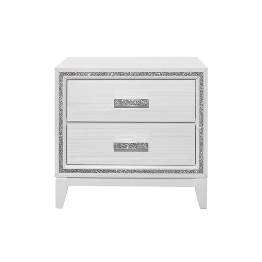 Almera - Glitter Nightstand - White - The Sleep Loft - Online Mattress Showroom NYC