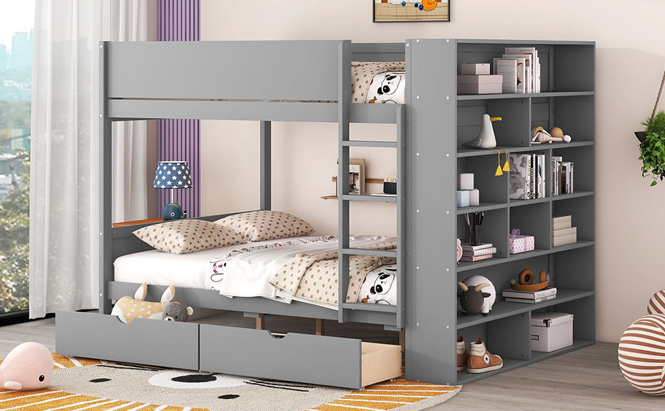 Bunk Bed With 2 Drawers And Multi Layer Cabinet - The Sleep Loft - Online Mattress Showroom NYC