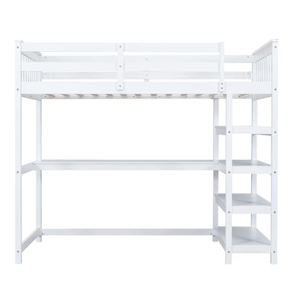Loft Bed With Storage Shelves And Under Bed Desk - The Sleep Loft - Online Mattress Showroom NYC