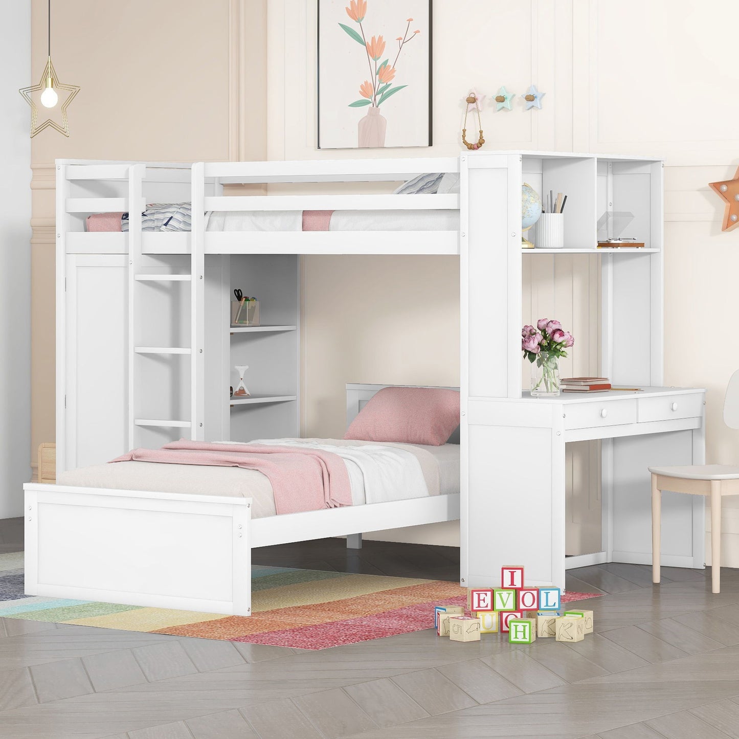 Loft Bed With A Stand Alone Bed, Shelves, Desk, And Wardrobe - The Sleep Loft - Online Mattress Showroom NYC