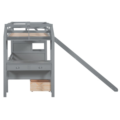 Bunk Bed With Storage Staircase, Slide, Desk, Drawers, And Shelves - The Sleep Loft - Online Mattress Showroom NYC