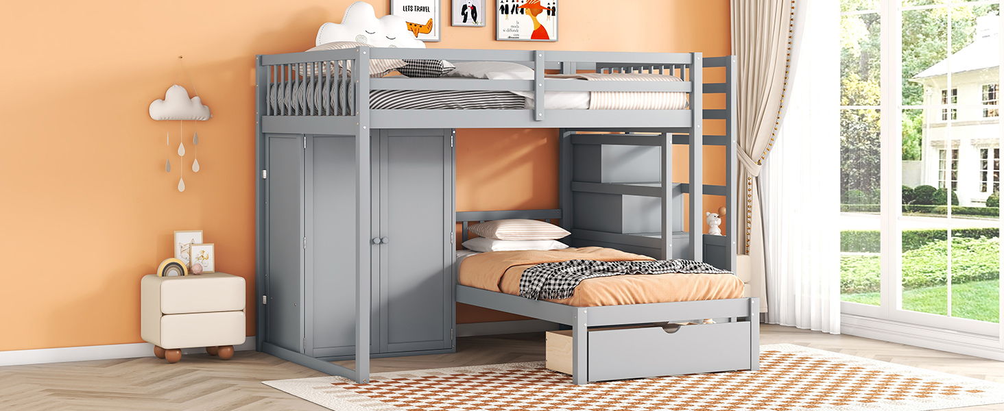 Bunk Bed With Wardrobe, Drawers - The Sleep Loft - Online Mattress Showroom NYC