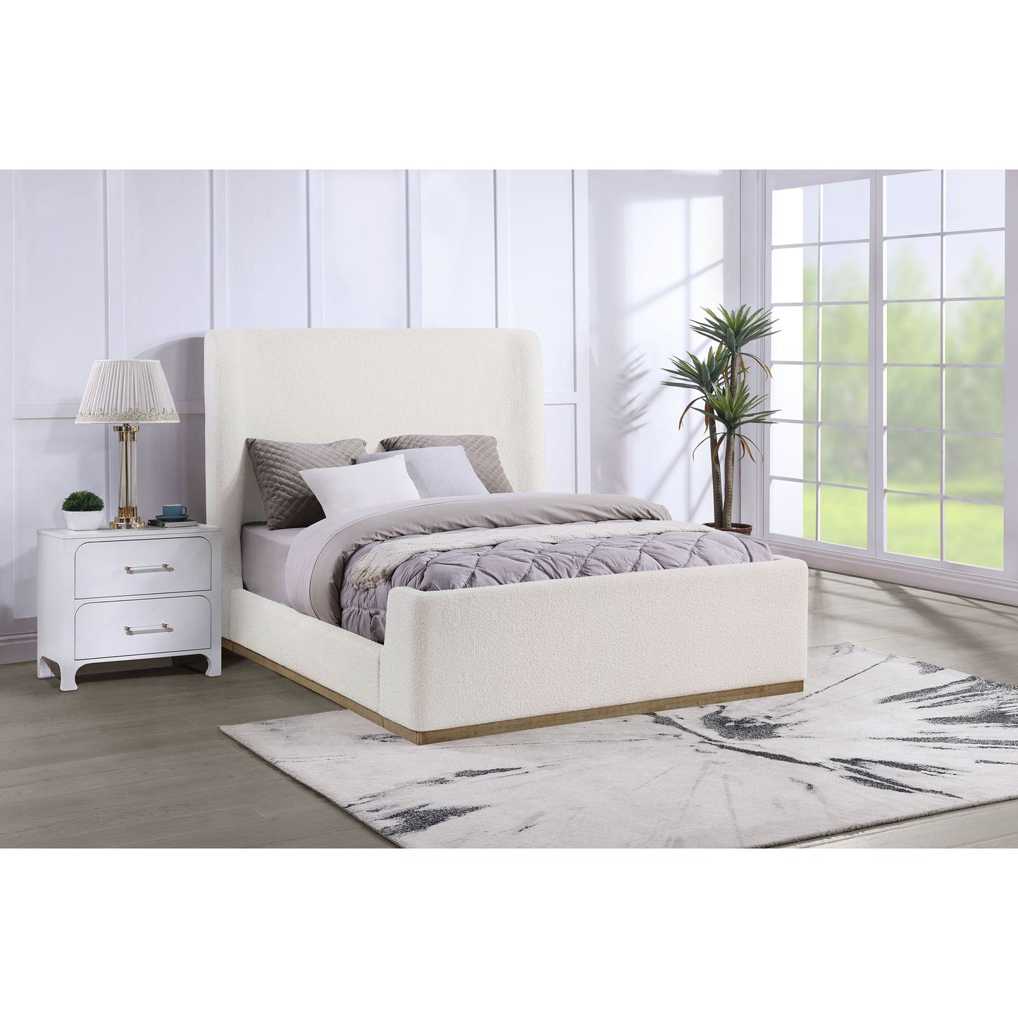 Vindra - Queen Sleigh Bed - Cream - The Sleep Loft - Online Mattress Showroom NYC