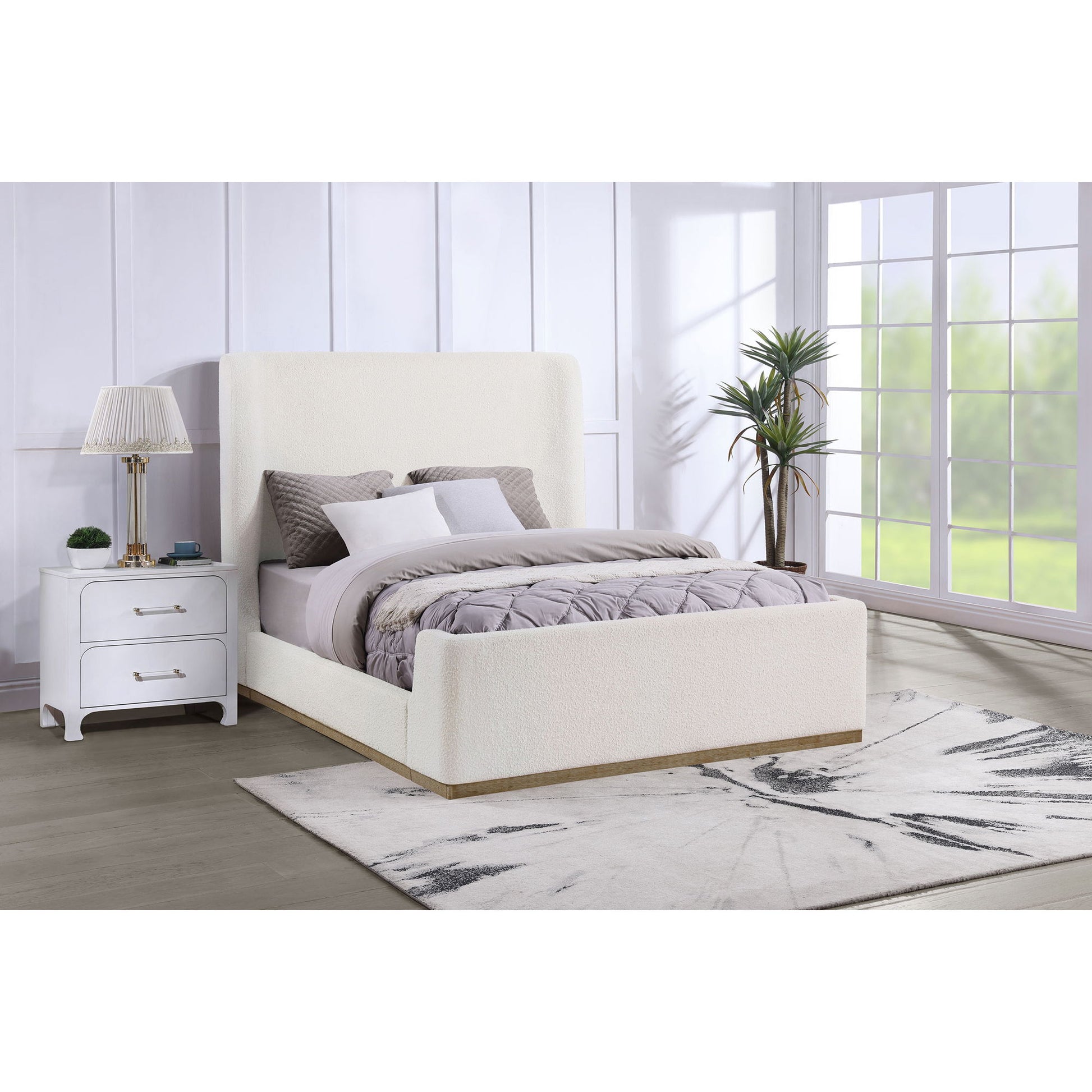 Vindra - Queen Sleigh Bed - Cream - The Sleep Loft - Online Mattress Showroom NYC