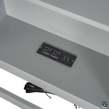 Twin Long Floor Bed With Storage Cabinets And USB Ports - Gray - The Sleep Loft - Online Mattress Showroom NYC