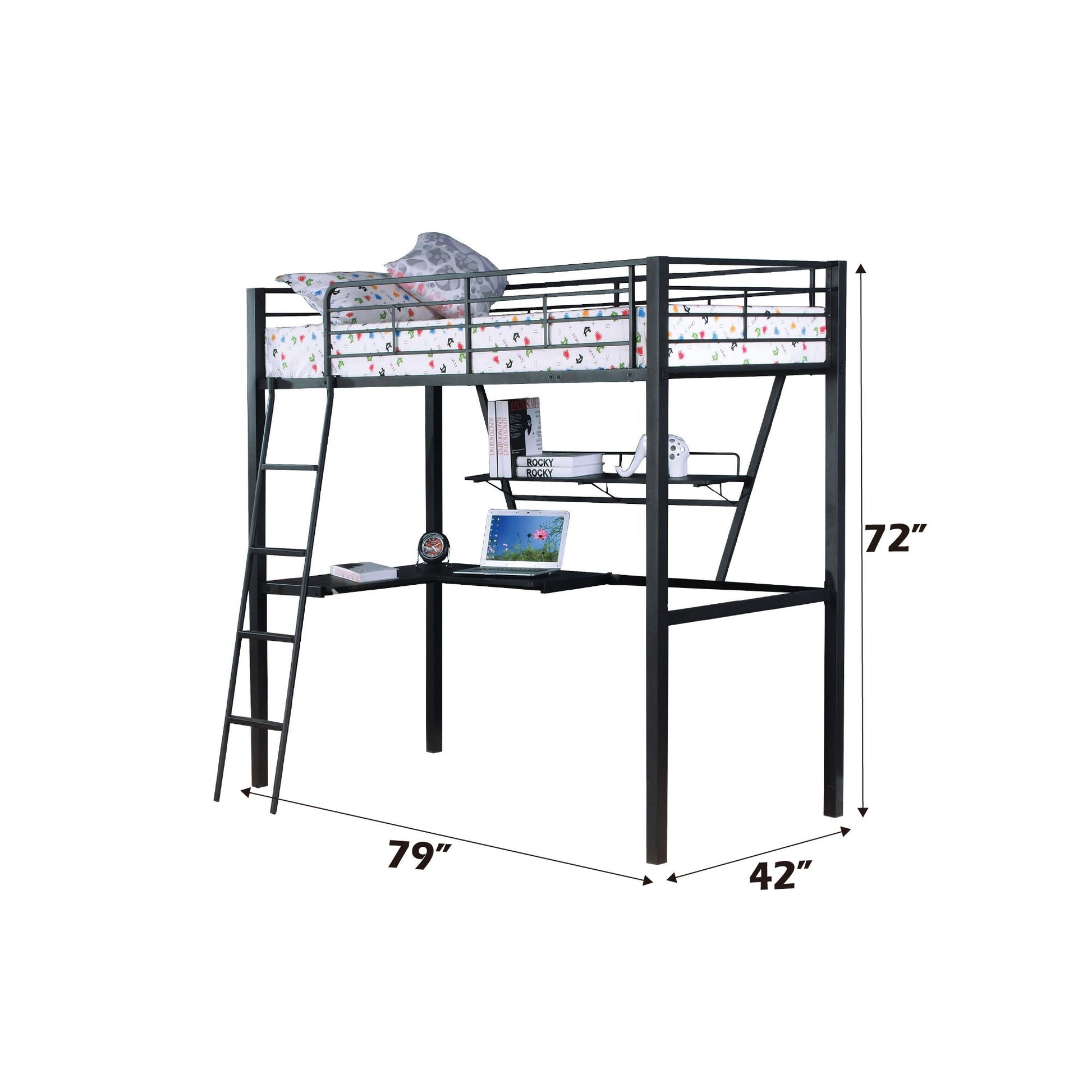 Senon - Twin Loft Bed With Desk - Black / Silver - The Sleep Loft - Online Mattress Showroom NYC