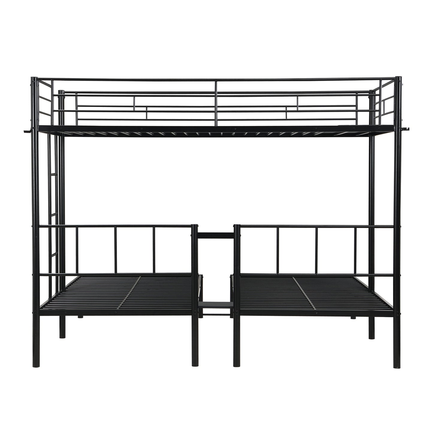 Twin Over Twin Over Twin Triple Bunk Bed With Safety Rails And Storage Shelf - Black - The Sleep Loft - Online Mattress Showroom NYC