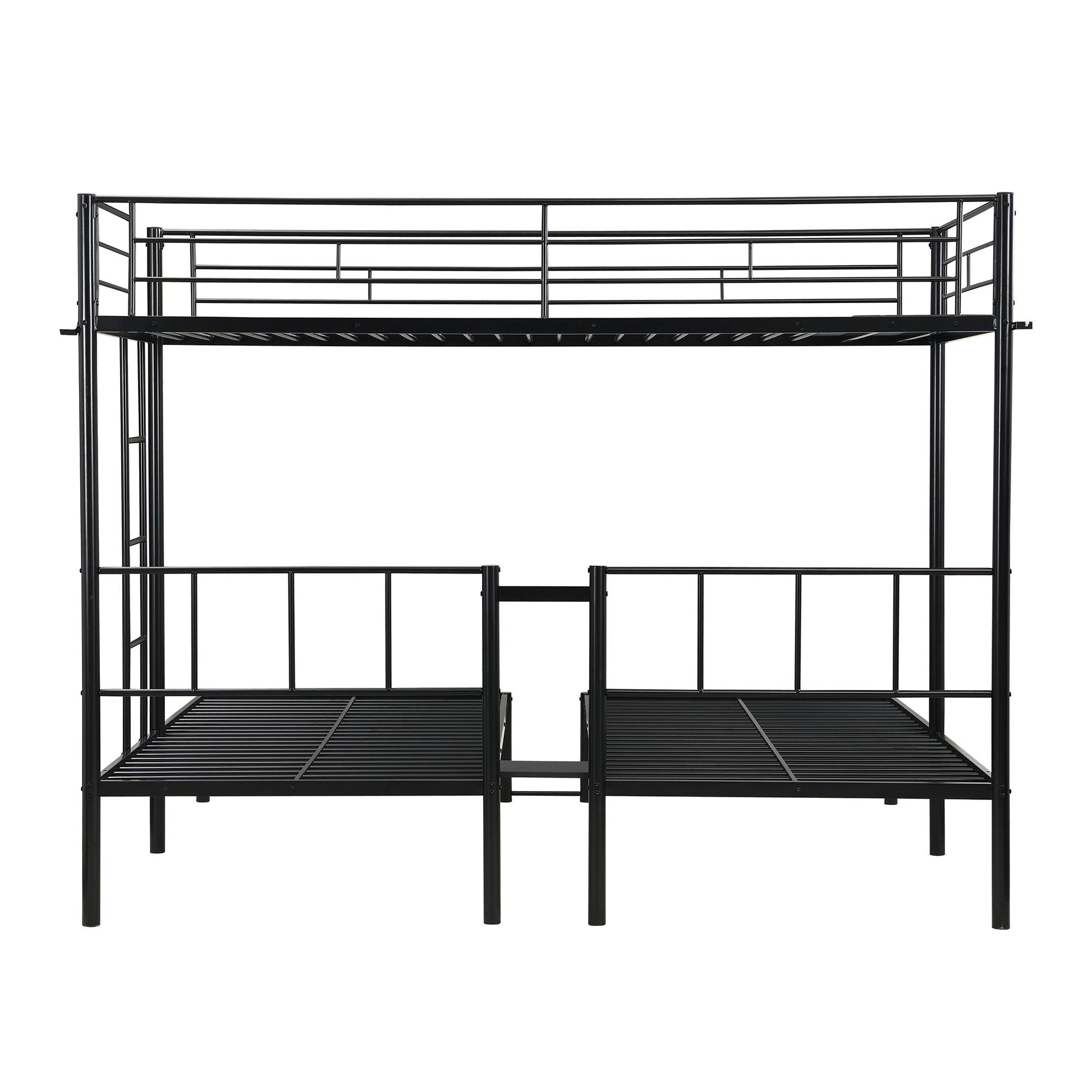 Twin Over Twin Over Twin Triple Bunk Bed With Safety Rails And Storage Shelf - Black - The Sleep Loft - Online Mattress Showroom NYC