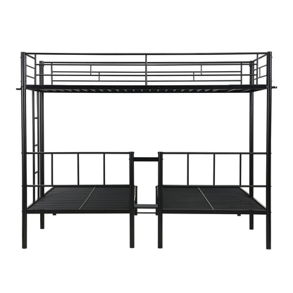 Twin Over Twin Over Twin Triple Bunk Bed With Safety Rails And Storage Shelf - Black - The Sleep Loft - Online Mattress Showroom NYC