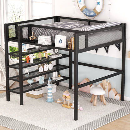 Loft Bed With 4 Tier Shelves And Storage - The Sleep Loft - Online Mattress Showroom NYC