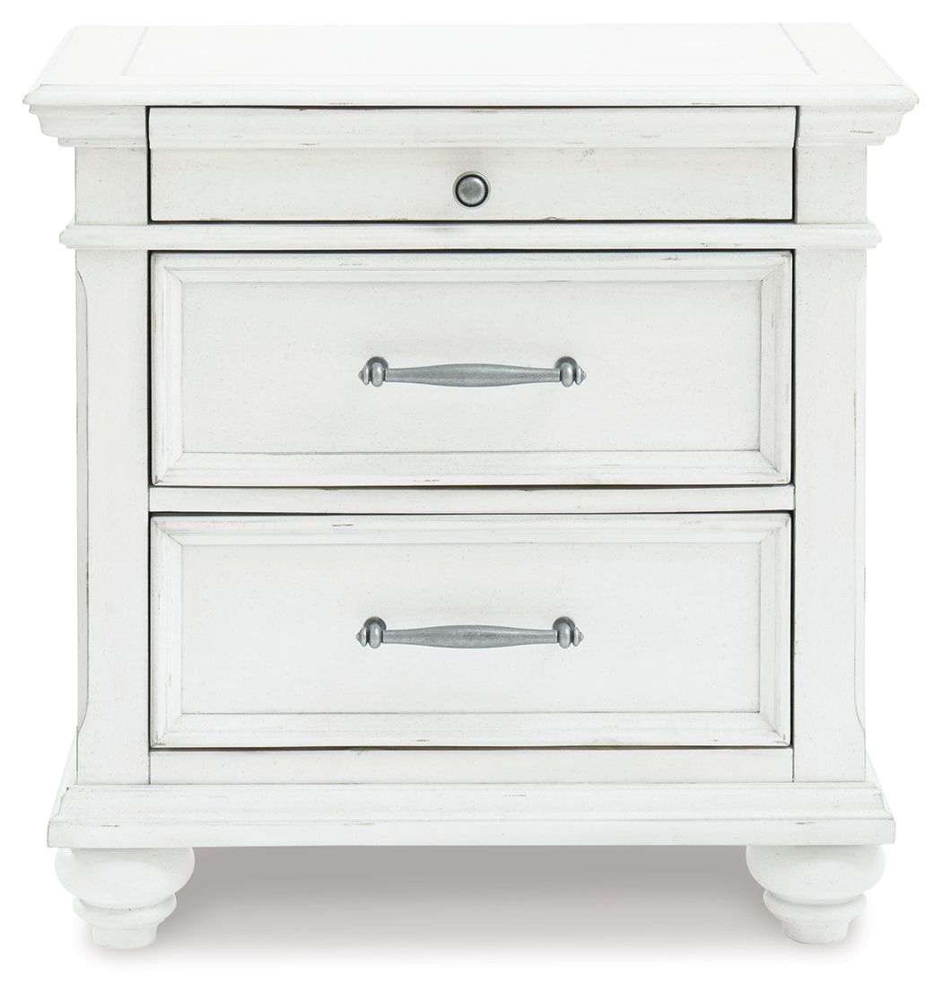 Kanwyn - Three Drawer Night Stand - Whitewash - The Sleep Loft - Online Mattress Showroom NYC