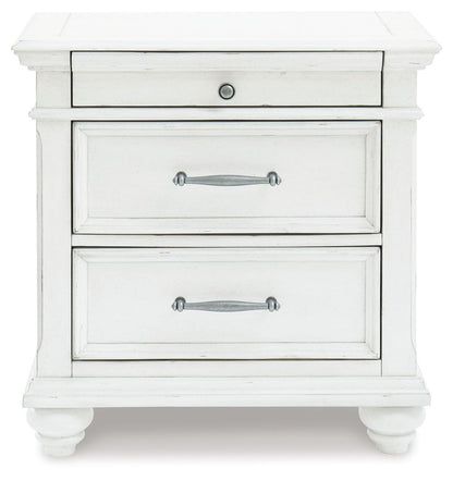 Kanwyn - Three Drawer Night Stand - Whitewash - The Sleep Loft - Online Mattress Showroom NYC