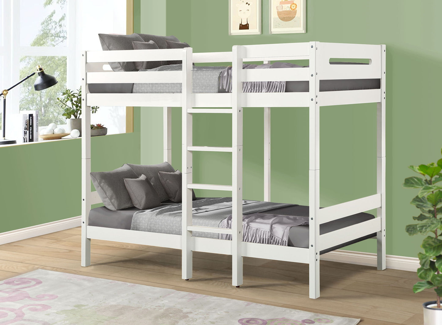Esin - Twin Twin Bunk Bed - White - The Sleep Loft - Online Mattress Showroom NYC
