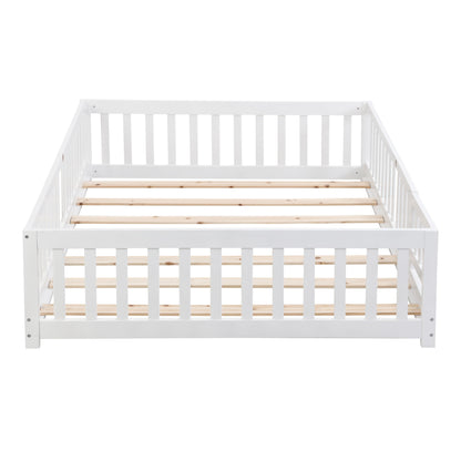 Solid Wood Floor Bed With Door And Fence For Children - The Sleep Loft - Online Mattress Showroom NYC