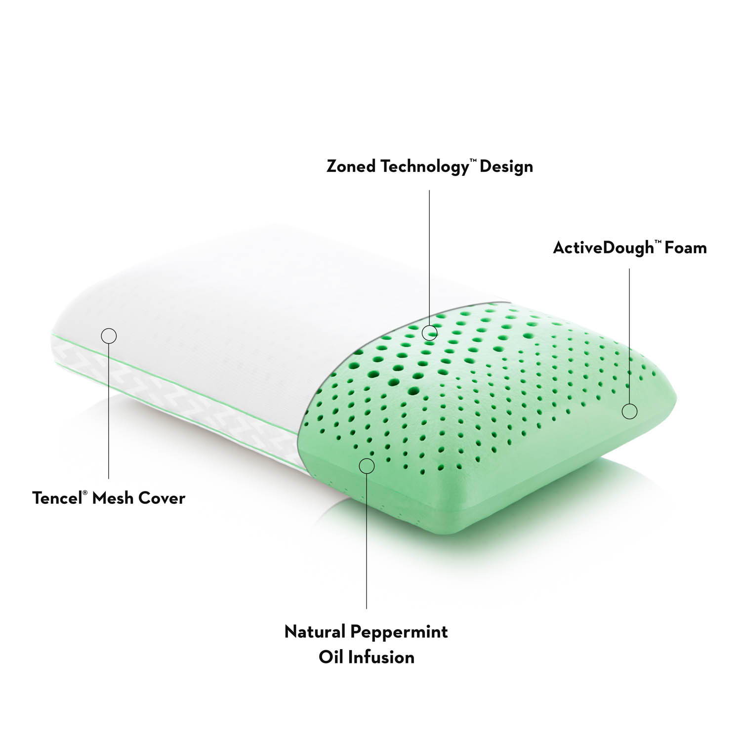Zoned ActiveDough + Peppermint - Pillow - The Sleep Loft - Online Mattress Showroom NYC