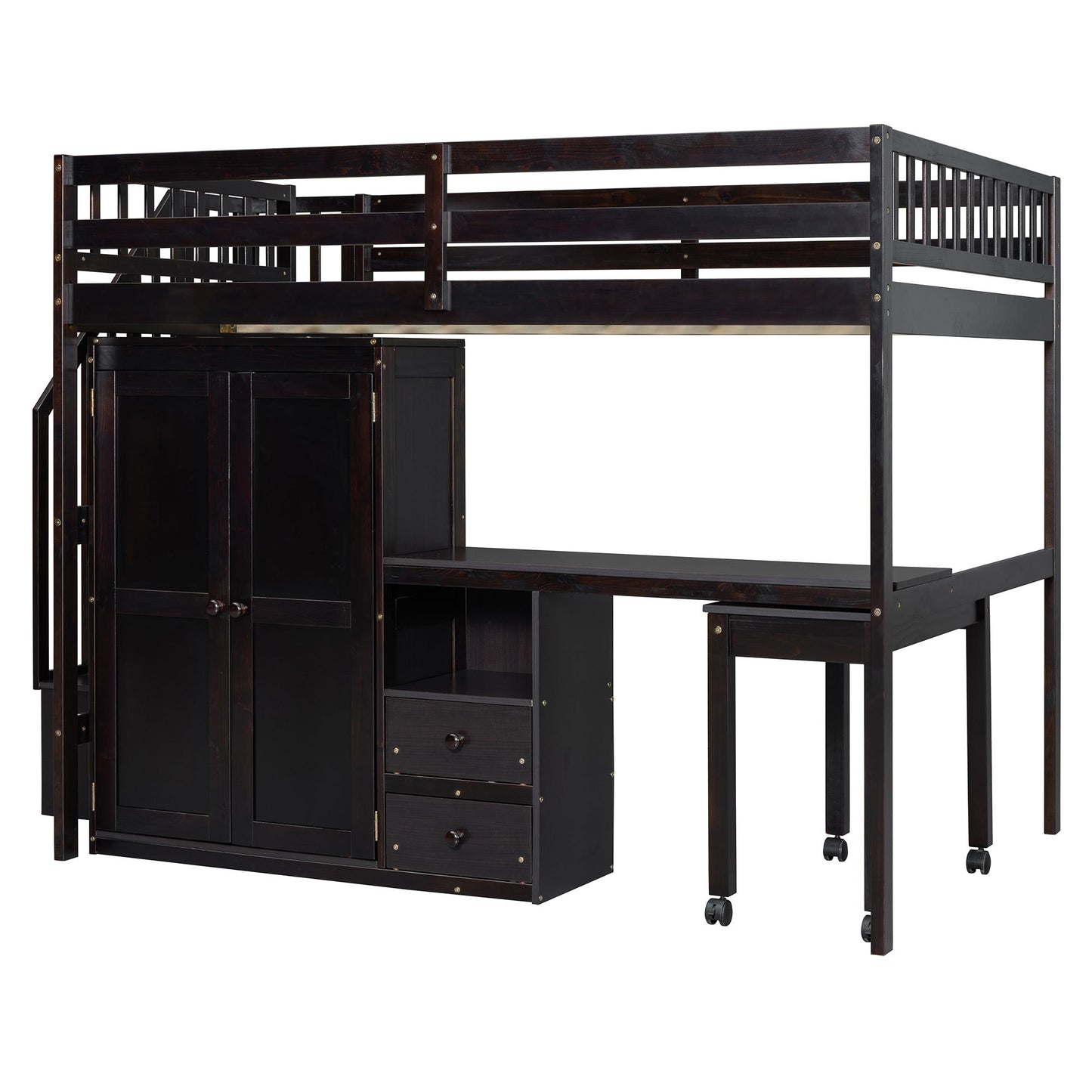 Loft Bed With Stairs, Bookshelf, Drawers, Desk & Wardrobe, Space Saving Multifunctional Furniture - The Sleep Loft - Online Mattress Showroom NYC