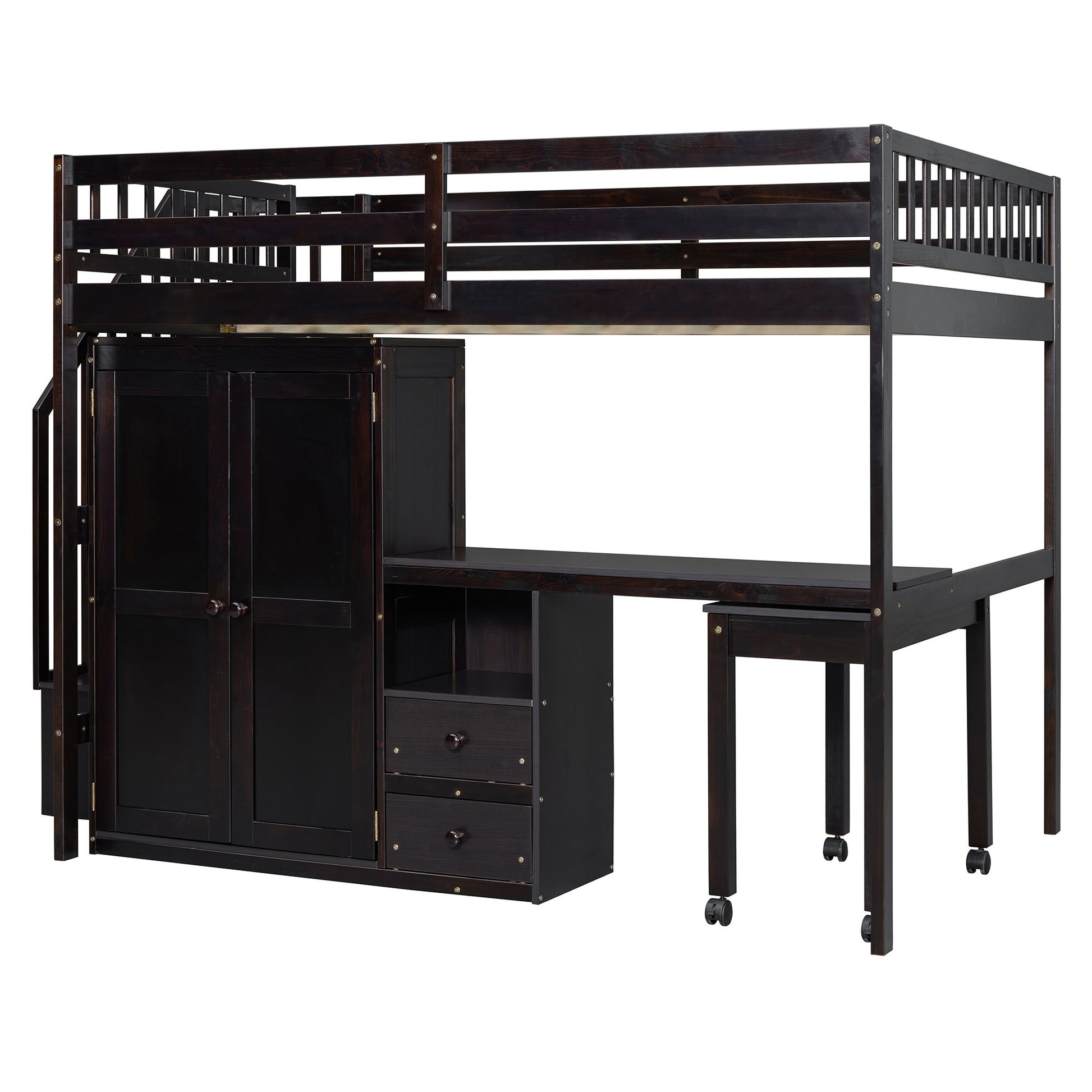 Loft Bed With Stairs, Bookshelf, Drawers, Desk & Wardrobe, Space Saving Multifunctional Furniture - The Sleep Loft - Online Mattress Showroom NYC