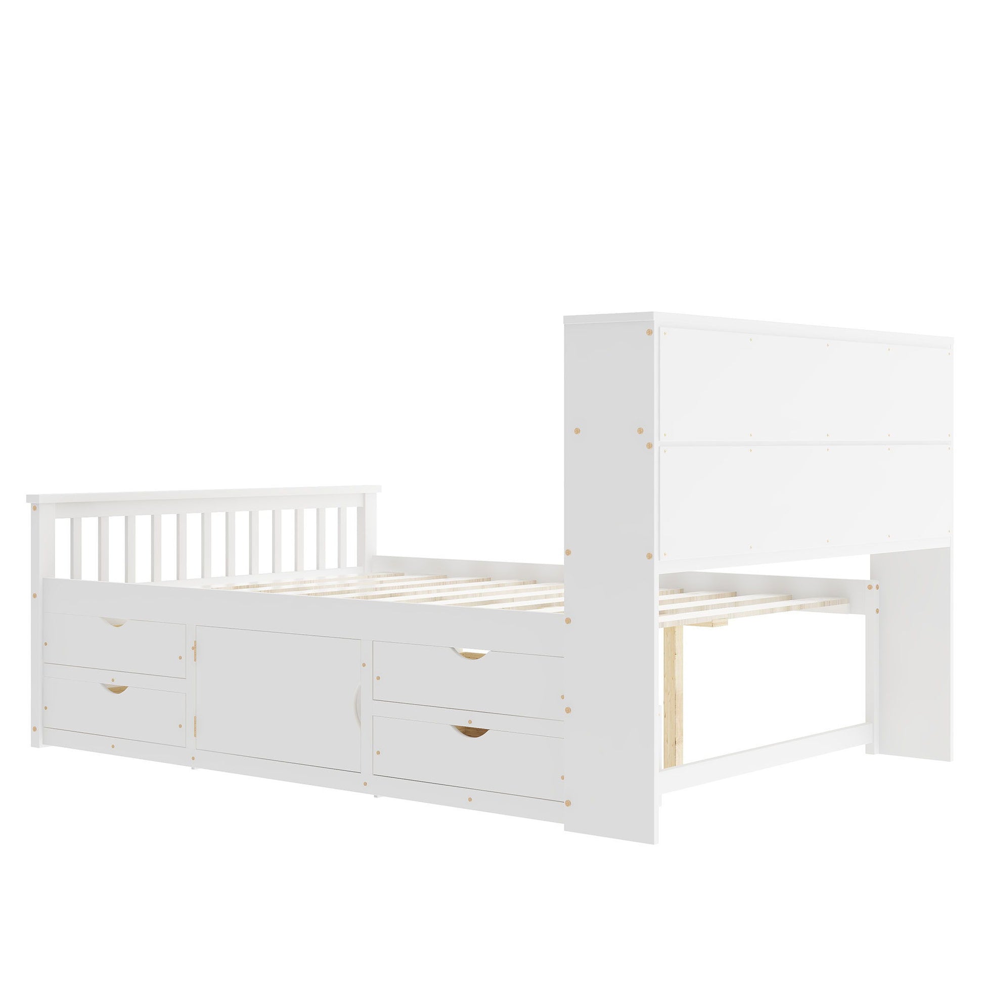 Captain Platform Bed Frame With Bookcase Headboard, 4 Drawers, Storage Shelves - The Sleep Loft - Online Mattress Showroom NYC