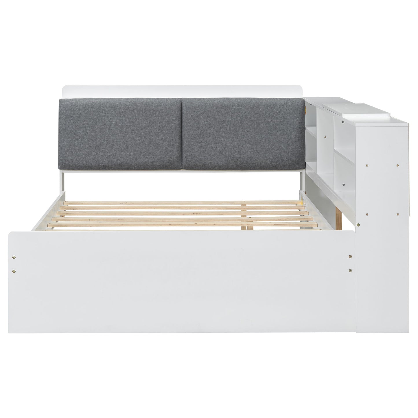 Platform Bed With Trundle, Shelves, And Storage Headboard - The Sleep Loft - Online Mattress Showroom NYC