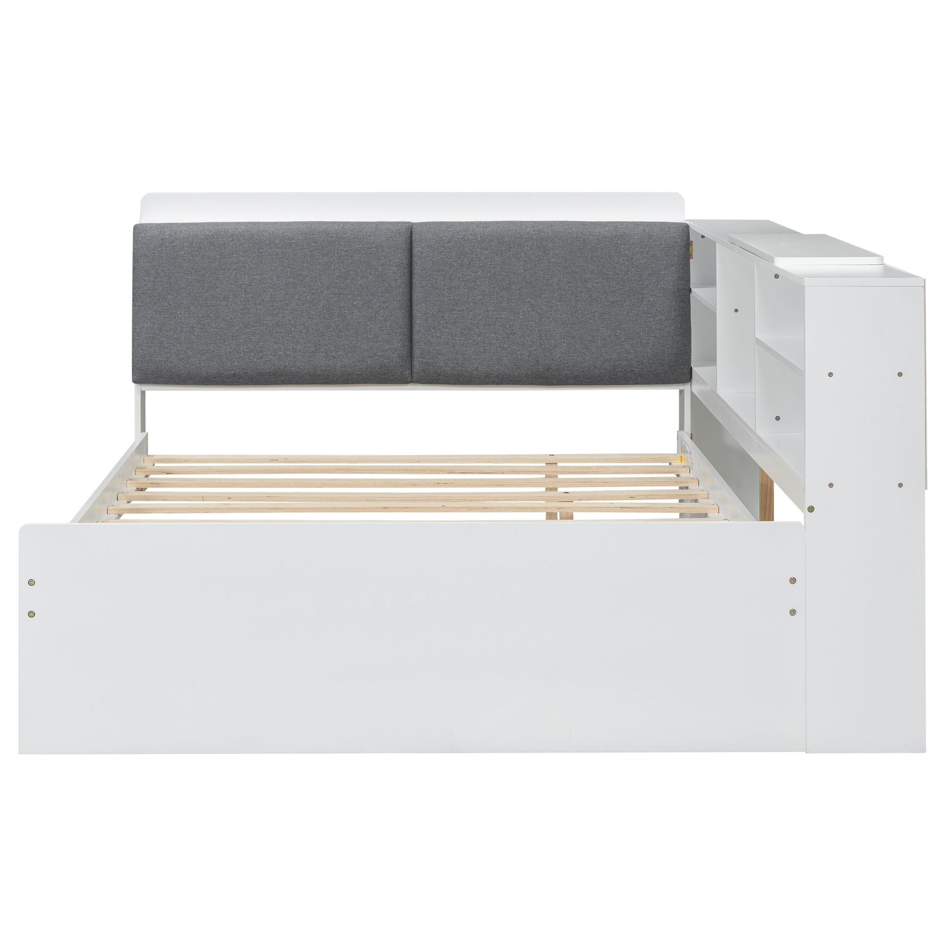 Platform Bed With Trundle, Shelves, And Storage Headboard - The Sleep Loft - Online Mattress Showroom NYC