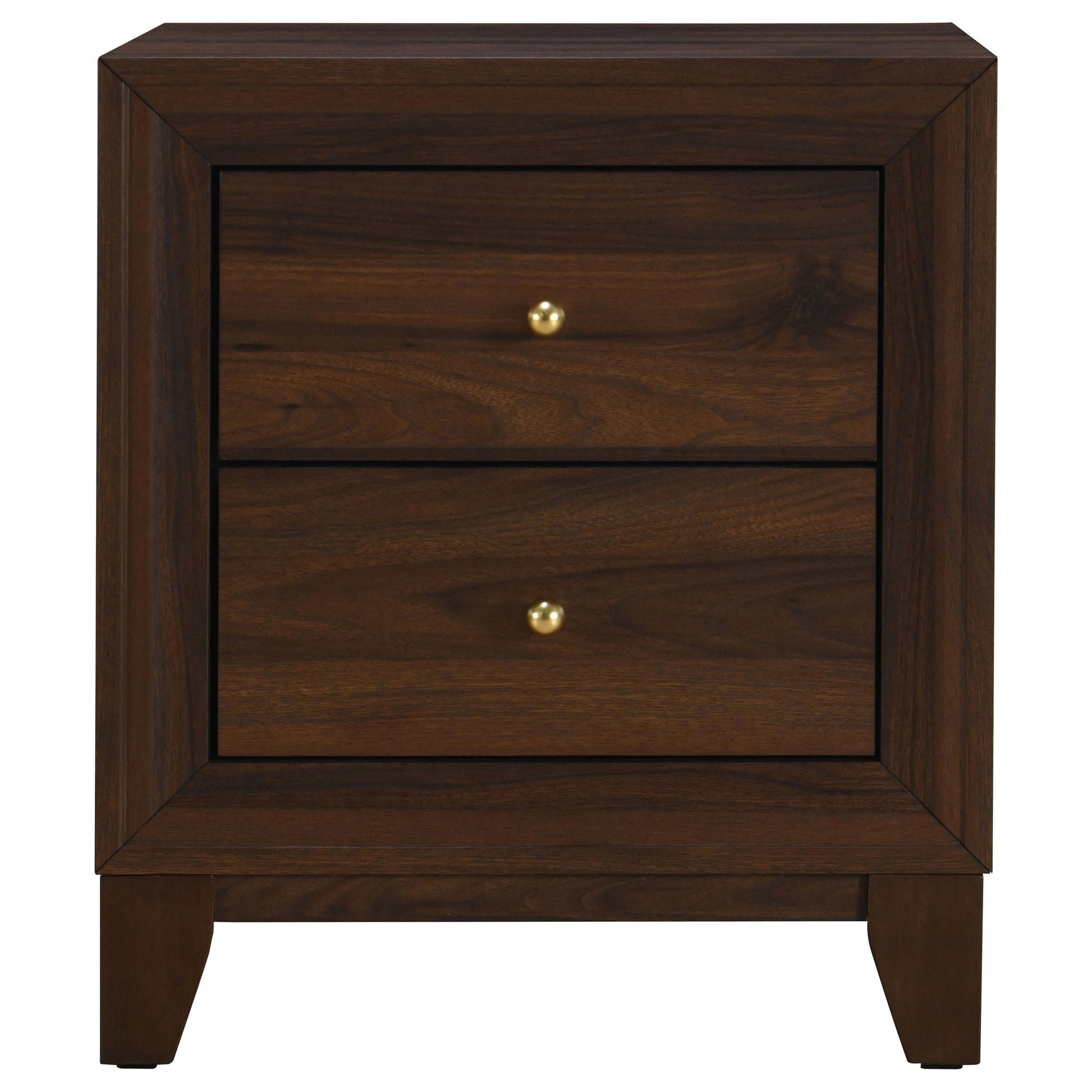 Anza - 2 Drawer Nightstand Bedside Table With Smooth Storage - Walnut - The Sleep Loft - Online Mattress Showroom NYC